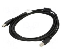 Cable | USB 2.0 | USB A plug,USB B plug | gold-plated | 3m | black | Cu