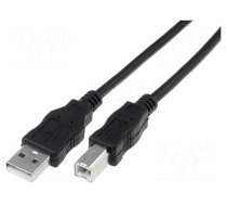Cable | USB 2.0 | USB A plug,USB B plug | nickel plated | 0.5m | black