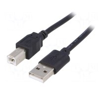 Cable | USB 2.0 | USB A plug,USB B plug | nickel plated | 1.8m | black