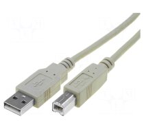 Cable | USB 2.0 | USB A plug,USB B plug | nickel plated | 1.8m | grey