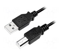 Cable | USB 2.0 | USB A plug,USB B plug | nickel plated | 2m | black