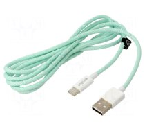 Cable | USB 2.0 | USB A plug,USB C plug | 1.5m | green | 480Mbps | 60W