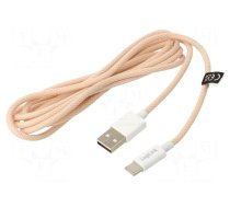 Cable | USB 2.0 | USB A plug,USB C plug | 1.5m | pink | 480Mbps | 60W | 3A