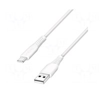 Cable | USB 2.0 | USB A plug,USB C plug | 1.5m | white | PVC | 480Mbps