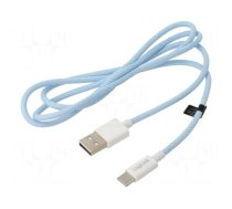 Cable | USB 2.0 | USB A plug,USB C plug | 1m | blue | 480Mbps | textile