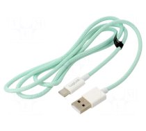 Cable | USB 2.0 | USB A plug,USB C plug | 1m | green | 480Mbps | textile