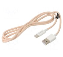 Cable | USB 2.0 | USB A plug,USB C plug | 1m | pink | 480Mbps | textile