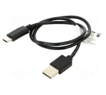 Cable | USB 2.0 | USB A plug,USB C plug | gold-plated | 0.5m | black