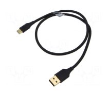 Cable | USB 2.0 | USB A plug,USB C plug | gold-plated | 0.5m | black