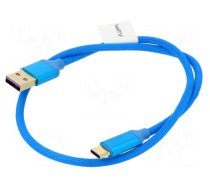 Cable | USB 2.0 | USB A plug,USB C plug | gold-plated | 0.5m | blue