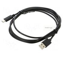 Cable | USB 2.0 | USB A plug,USB C plug | gold-plated | 1.8m | black