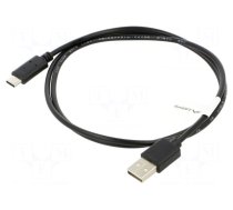 Cable | USB 2.0 | USB A plug,USB C plug | gold-plated | 1m | black | Cu