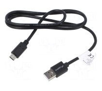 Cable | USB 2.0 | USB A plug,USB C plug | nickel plated | 1m | black