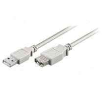 Cable | USB 2.0 | USB A socket,USB A plug | 0.3m | grey | Core: Cu
