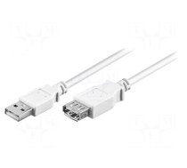 Cable | USB 2.0 | USB A socket,USB A plug | 0.3m | white | Cu | PVC
