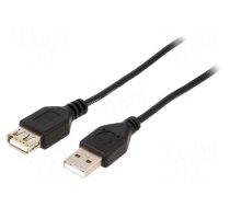 Cable | USB 2.0 | USB A socket,USB A plug | 0.75m | black | PVC