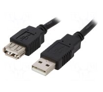 Cable | USB 2.0 | USB A socket,USB A plug | 1.8m | black | CCA