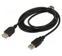 Cable | USB 2.0 | USB A socket,USB A plug | 1.8m | black | Cu | 28AWG
