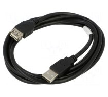 Cable | USB 2.0 | USB A socket,USB A plug | gold-plated | 1.8m | black