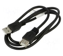 Cable | USB 2.0 | USB A socket,USB A plug | gold-plated | 1m | black