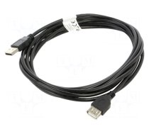 Cable | USB 2.0 | USB A socket,USB A plug | gold-plated | 3m | black