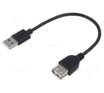 Cable | USB 2.0 | USB A socket,USB A plug | nickel plated | 0.15m