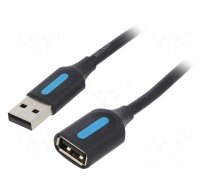 Cable | USB 2.0 | USB A socket,USB A plug | nickel plated | 1m | black