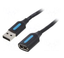 Cable | USB 2.0 | USB A socket,USB A plug | nickel plated | 2m | black