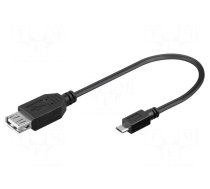 Cable | USB 2.0 | USB A socket,USB B micro plug | 0.2m | black