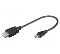 Cable | USB 2.0 | USB A socket,USB B mini plug | 0.2m | black