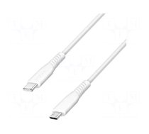 Cable | USB 2.0 | USB B micro plug,USB C plug | 0.3m | white | PVC