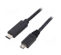 Cable | USB 2.0 | USB B micro plug,USB C plug | 1.2m | black