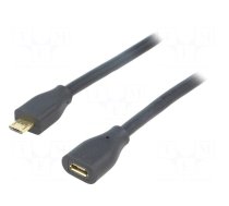 Cable | USB 2.0 | USB B micro plug,USB B micro socket | 0.5m | black