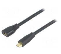 Cable | USB 2.0 | USB B micro plug,USB B micro socket | 1m | black