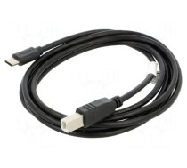 Cable | USB 2.0 | USB B plug,USB C plug | gold-plated | 1.8m | black