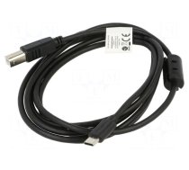 Cable | USB 2.0 | USB B plug,USB C plug | gold-plated | 1.8m | black