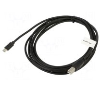 Cable | USB 2.0 | USB B plug,USB C plug | gold-plated | 3m | black | Cu