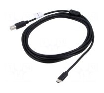 Cable | USB 2.0 | USB B plug,USB C plug | gold-plated | 3m | black | Cu
