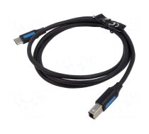 Cable | USB 2.0 | USB B plug,USB C plug | nickel plated | 1m | black