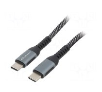 Cable | USB 2.0 | USB C plug,both sides | 1m | black-white | 480Mbps