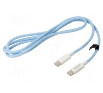 Cable | USB 2.0 | USB C plug,both sides | 1m | blue | 480Mbps | textile