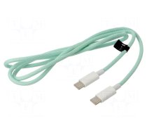Cable | USB 2.0 | USB C plug,both sides | 1m | green | 480Mbps | textile