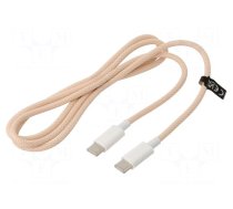 Cable | USB 2.0 | USB C plug,both sides | 1m | pink | 480Mbps | textile
