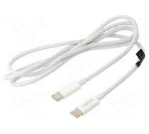 Cable | USB 2.0 | USB C plug,both sides | 1m | white | 480Mbps | textile
