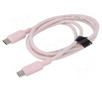 Cable | USB 2.0 | USB C plug,both sides | nickel plated | 1m | pink