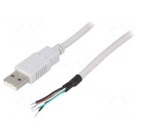 Cable | USB 2.0 | USB A plug,wires | 0.5m | grey | Core: Cu | 24AWG,28AWG