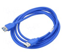 Cable | USB 3.0 | USB A socket,USB A plug | gold-plated | 1.8m | blue