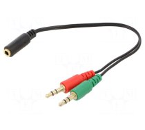 Cable | Jack 3.5mm 3pin plug x2,Jack 3.5mm 4pin socket | 0.2m