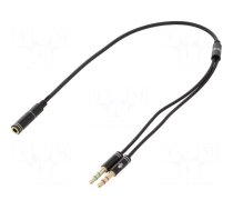 Cable | Jack 3.5mm 3pin plug x2,Jack 3.5mm 4pin socket | 0.2m