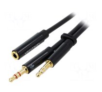 Cable | Jack 3.5mm 3pin plug x2,Jack 3.5mm 4pin socket | 0.3m
